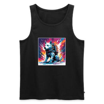 Astronaute / Espace / Vaisseau spatial / Chien - Débardeur bio Premium Homme - noir - Devant - Michal (187cm)