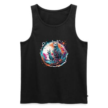 Astronaut / Space / Space / Spaceship / Llama - Men's Premium Organic Tank Top - black - Front - AI Model Male 178 light (178cm)