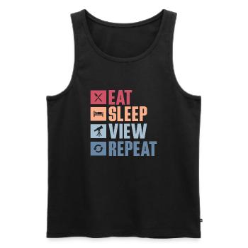 Eat Sleep View Repeat Stargazer Telescope Astronom - Männer Premium Bio Tank Top - Schwarz - Vorne - AI Model Male 178 light (178cm)