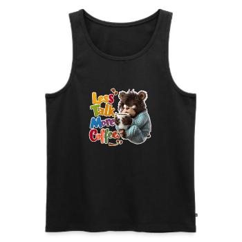 Bär und Kaffee - Weniger Geschwätz, mehr Kaffee - Männer Premium Bio Tank Top - Schwarz - Vorne - AI Model Male 178 light (178cm)