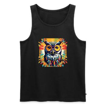 Popart Eule mit Brille - Männer Premium Bio Tank Top - Schwarz - Vorne - AI Model Male 178 light (178cm)