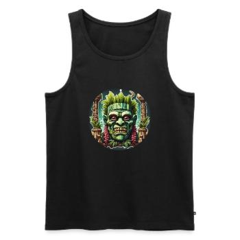 Tiki / Hawaï / Tropical / Île / Culture / Logo - Débardeur bio Premium Homme - noir - Devant - AI Model Male 178 light (178cm)