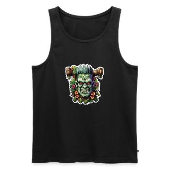 Tiki / Hawaï / Tropical / Île / Culture / Logo - Débardeur bio Premium Homme - noir - Devant - AI Model Male 178 light (178cm)