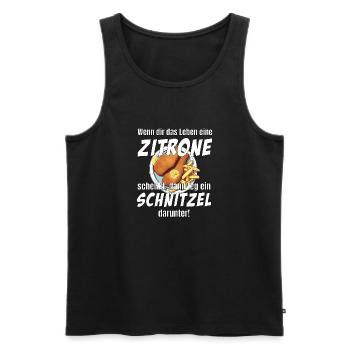 Schnitzel und Zitrone - Männer Premium Bio Tank Top - Schwarz - Vorne - Michal (187cm)