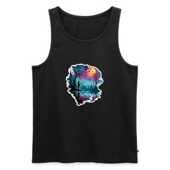 Angler Siluette / angeln / Fisch / See / Sport - Männer Premium Bio Tank Top - Schwarz - Vorne - AI Model Male 178 light (178cm)