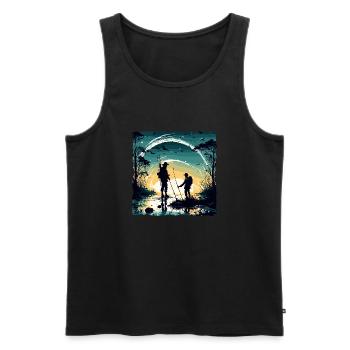 Angler Siluette / Fishing / Fish / Lake / Sport - Men's Premium Organic Tank Top - black - Front - AI Model Male 178 light (178cm)