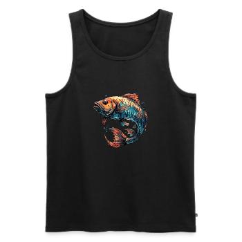 Angler Siluette / angeln / Fisch / See / Sport - Männer Premium Bio Tank Top - Schwarz - Vorne - AI Model Male 178 light (178cm)