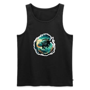 Angler Siluette / angeln / Fisch / See / Sport - Männer Premium Bio Tank Top - Schwarz - Vorne - AI Model Male 178 light (178cm)