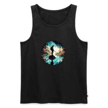 Angler Siluette / angeln / Fisch / See / Sport - Männer Premium Bio Tank Top - Schwarz - Vorne - AI Model Male 178 light (178cm)