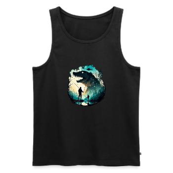 Angler Siluette / angeln / Fisch / See / Sport - Männer Premium Bio Tank Top - Schwarz - Vorne - AI Model Male 178 light (178cm)