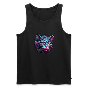Cool Cat / Funny / Animal / Pet / Crazy - Men's Premium Organic Tank Top - black - Front - Michal (187cm)