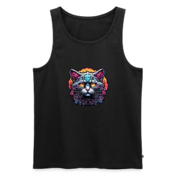 Cool Cat / Funny / Animal / Pet / Crazy - Men's Premium Organic Tank Top - black - Front - Michal (187cm)