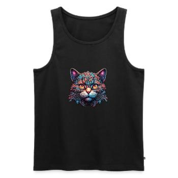 Cool Cat / Funny / Animal / Pet / Crazy - Men's Premium Organic Tank Top - black - Front - Michal (187cm)