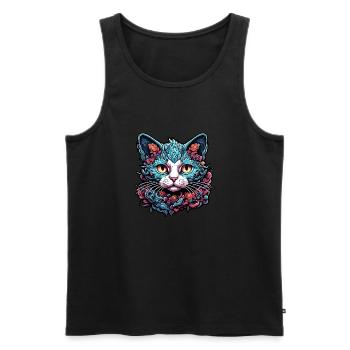 Cool Cat / Funny / Animal / Pet / Crazy - Men's Premium Organic Tank Top - black - Front - Michal (187cm)