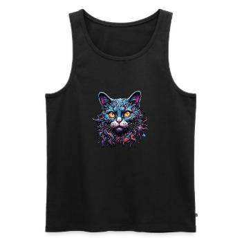 Cool Cat / Funny / Animal / Pet / Crazy - Men's Premium Organic Tank Top - black - Front - Michal (187cm)