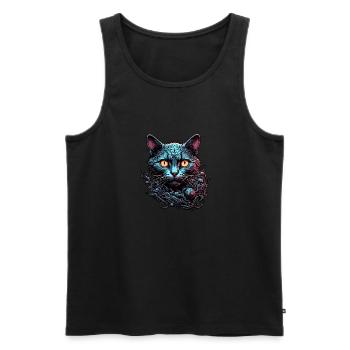 Cool Cat / Funny / Animal / Pet / Crazy - Men's Premium Organic Tank Top - black - Front - Michal (187cm)