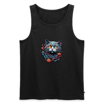 Cool Cat / Funny / Animal / Pet / Crazy - Men's Premium Organic Tank Top - black - Front - Michal (187cm)