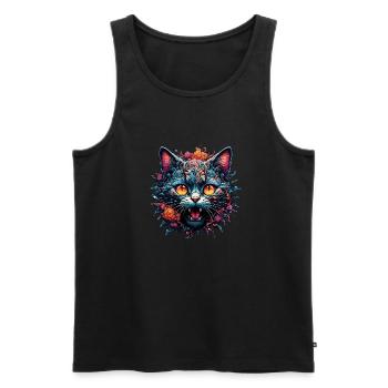 Cool Cat / Funny / Animal / Pet / Crazy - Men's Premium Organic Tank Top - black - Front - Michal (187cm)