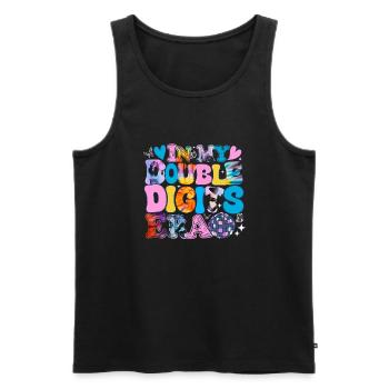 In My Double Digits Era Funny 10th Birthday Girl - Men's Premium Organic Tank Top - black - Front - AI Model Male 178 light (178cm)