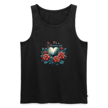 Coeur / Fête des Mères / Amour / Vacances / Amour - Débardeur bio Premium Homme - noir - Devant - Michal (187cm)