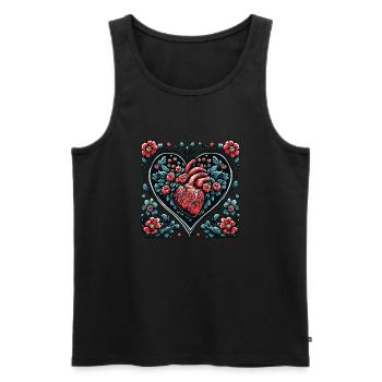 Coeur / Fête des Mères / Amour / Vacances / Amour - Débardeur bio Premium Homme - noir - Devant - Michal (187cm)