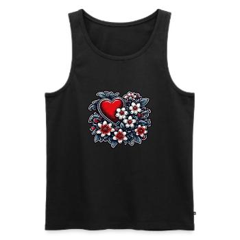 Coeur / Fête des Mères / Amour / Vacances / Amour - Débardeur bio Premium Homme - noir - Devant - Michal (187cm)