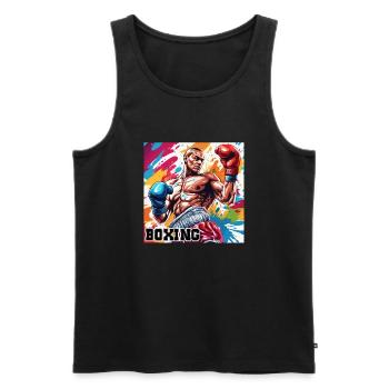 Boxer / Sport / Kampf / Arena / Boxring / Fäuste - Männer Premium Bio Tank Top - Schwarz - Vorne - AI Model Male 178 light (178cm)