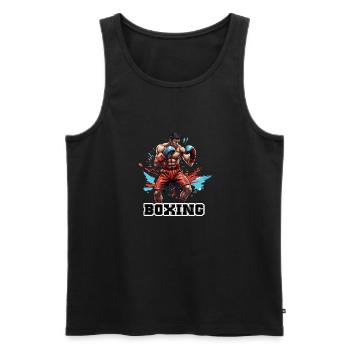 Boxeur / Sports / Combat / Arène / Ring de boxe / Poings - Débardeur bio Premium Homme - noir - Devant - AI Model Male 178 light (178cm)