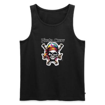 Pirat / Ahoi / Anker / Kapitän / Totenkopf / Rum - Männer Premium Bio Tank Top - Schwarz - Vorne - AI Model Male 178 light (178cm)