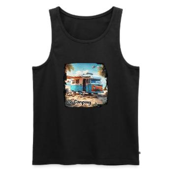 Camping-car / Camping-car / camping / Roadtrip / Voyage - Débardeur bio Premium Homme - noir - Devant - Michal (187cm)