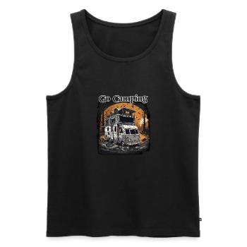 Camping-car / Camping-car / camping / Roadtrip / Voyage - Débardeur bio Premium Homme - noir - Devant - Michal (187cm)