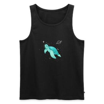 Schildkröte schwimmt im Weltraum - Männer Premium Bio Tank Top - Schwarz - Vorne - AI Model Male 178 light (178cm)