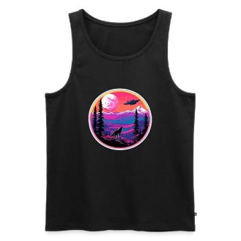 Wolf / Pack / Forest / Wild / Wildlife / Howl - Men's Premium Organic Tank Top - black - Front - Michal (187cm)