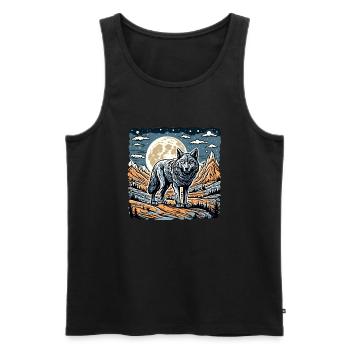 Wolf / Pack / Forest / Wild / Wildlife / Howl - Men's Premium Organic Tank Top - black - Front - Michal (187cm)