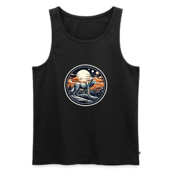 Wolf / Pack / Forest / Wild / Wildlife / Howl - Men's Premium Organic Tank Top - black - Front - Michal (187cm)