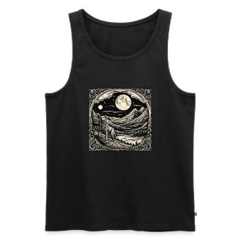 Wolf / Pack / Forest / Wild / Wildlife / Howl - Men's Premium Organic Tank Top - black - Front - Michal (187cm)