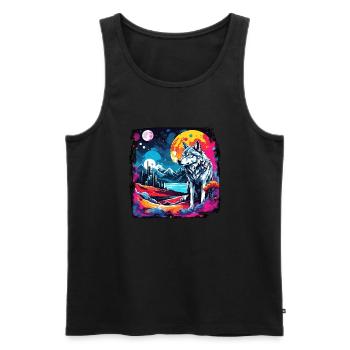 Wolf / Pack / Forest / Wild / Wildlife / Howl - Men's Premium Organic Tank Top - black - Front - Michal (187cm)