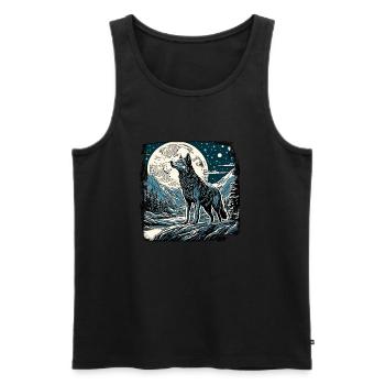 Wolf / Pack / Forest / Wild / Wildlife / Howl - Men's Premium Organic Tank Top - black - Front - Michal (187cm)