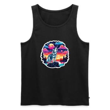 Wolf / Pack / Forest / Wild / Wildlife / Howl - Men's Premium Organic Tank Top - black - Front - Michal (187cm)