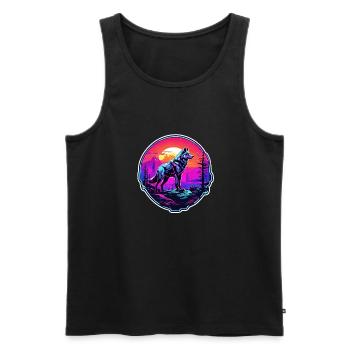 Wolf / Pack / Forest / Wild / Wildlife / Howl - Men's Premium Organic Tank Top - black - Front - Michal (187cm)