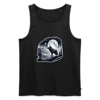 Wolf / Pack / Forest / Wild / Wildlife / Howl - Men's Premium Organic Tank Top - black - Front - Michal (187cm)