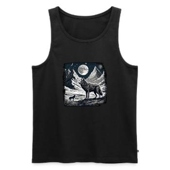 Wolf / Pack / Forest / Wild / Wildlife / Howl - Men's Premium Organic Tank Top - black - Front - Michal (187cm)