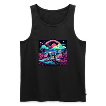 Wolf / Pack / Forest / Wild / Wildlife / Howl - Men's Premium Organic Tank Top - black - Front - Michal (187cm)