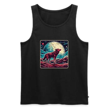 Wolf / Pack / Forest / Wild / Wildlife / Howl - Men's Premium Organic Tank Top - black - Front - Michal (187cm)