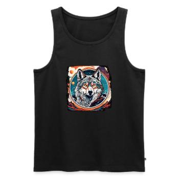 Wolf / Pack / Forest / Wild / Wildlife / Howl - Men's Premium Organic Tank Top - black - Front - Michal (187cm)
