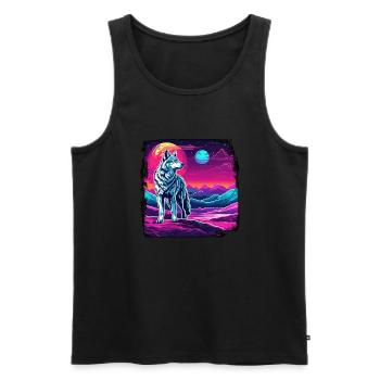 Wolf / Pack / Forest / Wild / Wildlife / Howl - Men's Premium Organic Tank Top - black - Front - Michal (187cm)