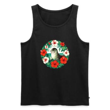 Hawaiianisches Mönchssiegel im Retro-Stil - Männer Premium Bio Tank Top - Schwarz - Vorne - AI Model Male 178 light (178cm)