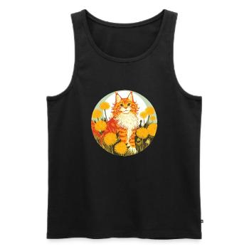 Orange ginger tiger Tabby Cat - Men's Premium Organic Tank Top - black - Front - AI Model Male 178 light (178cm)