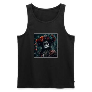 La Catrina/ Tattoo / Mexiko / Totenkopf / Skull - Männer Premium Bio Tank Top - Schwarz - Vorne - Michal (187cm)