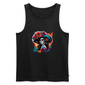 La Catrina/ Tattoo / Mexico / Skull / Skull - Men's Premium Organic Tank Top - black - Front - Michal (187cm)